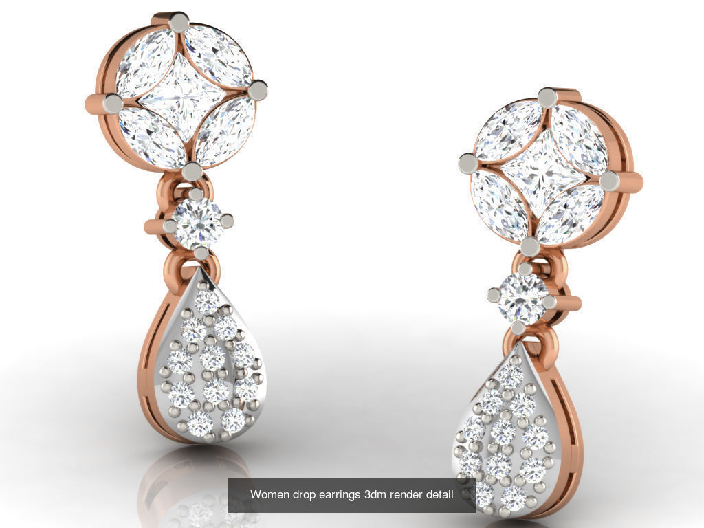 162 Women drop earrings 3dm render detail  3D Model Collection_179