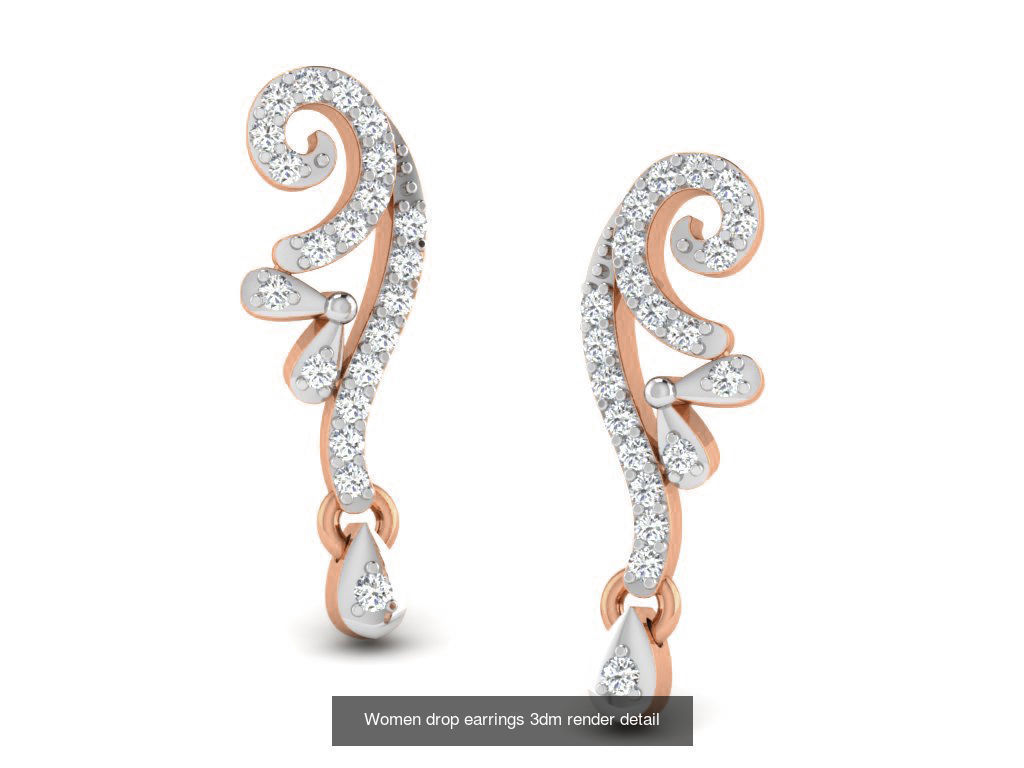 162 Women drop earrings 3dm render detail  3D Model Collection_143