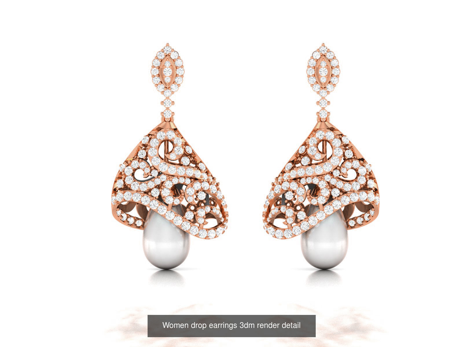162 Women drop earrings 3dm render detail  3D Model Collection_60