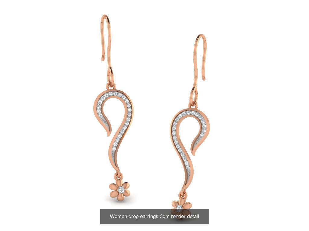 162 Women drop earrings 3dm render detail  3D Model Collection_101