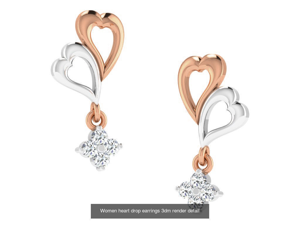 162 Women drop earrings 3dm render detail  3D Model Collection_128