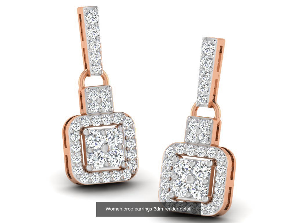 162 Women drop earrings 3dm render detail  3D Model Collection_69