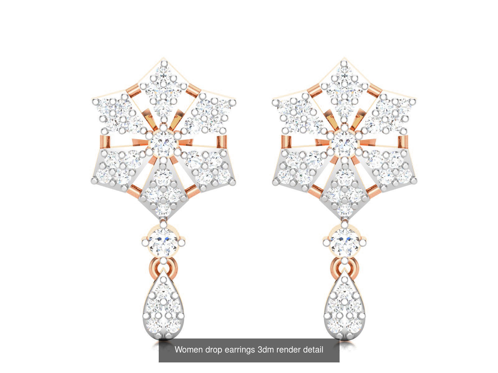 162 Women drop earrings 3dm render detail  3D Model Collection_131