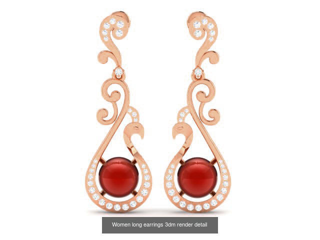 162 Women drop earrings 3dm render detail  3D Model Collection_44