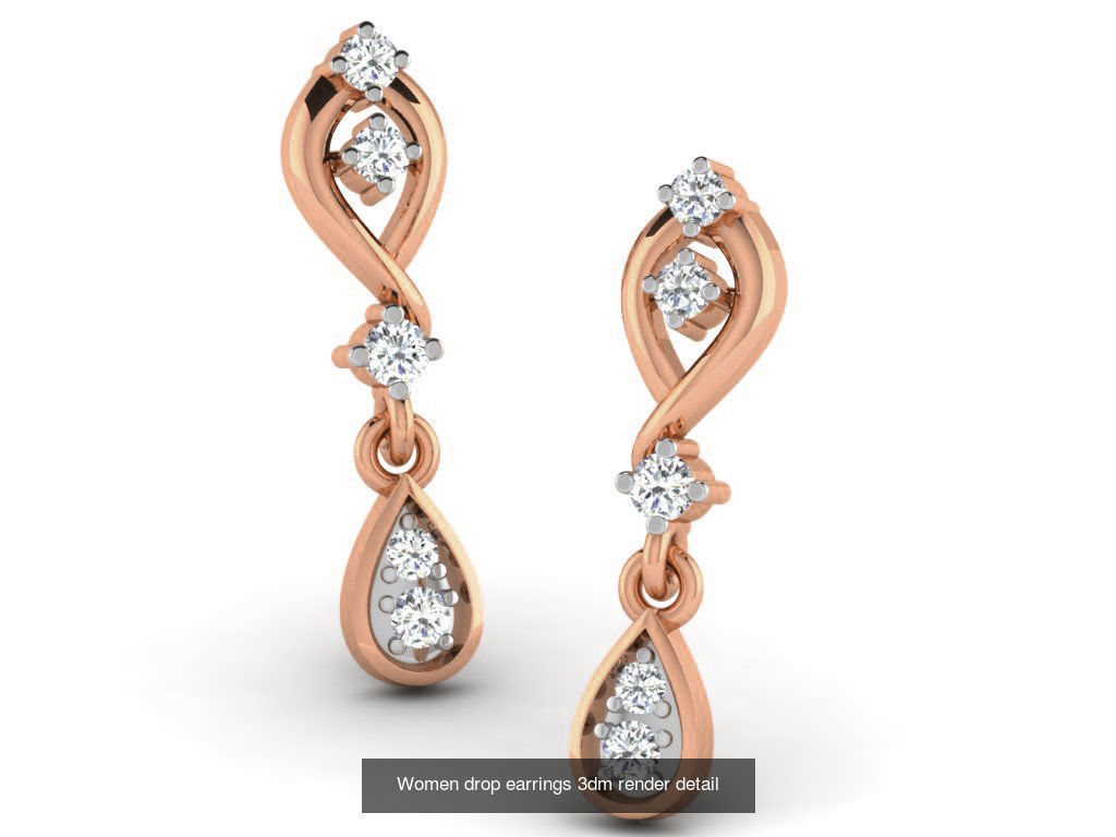 162 Women drop earrings 3dm render detail  3D Model Collection_82