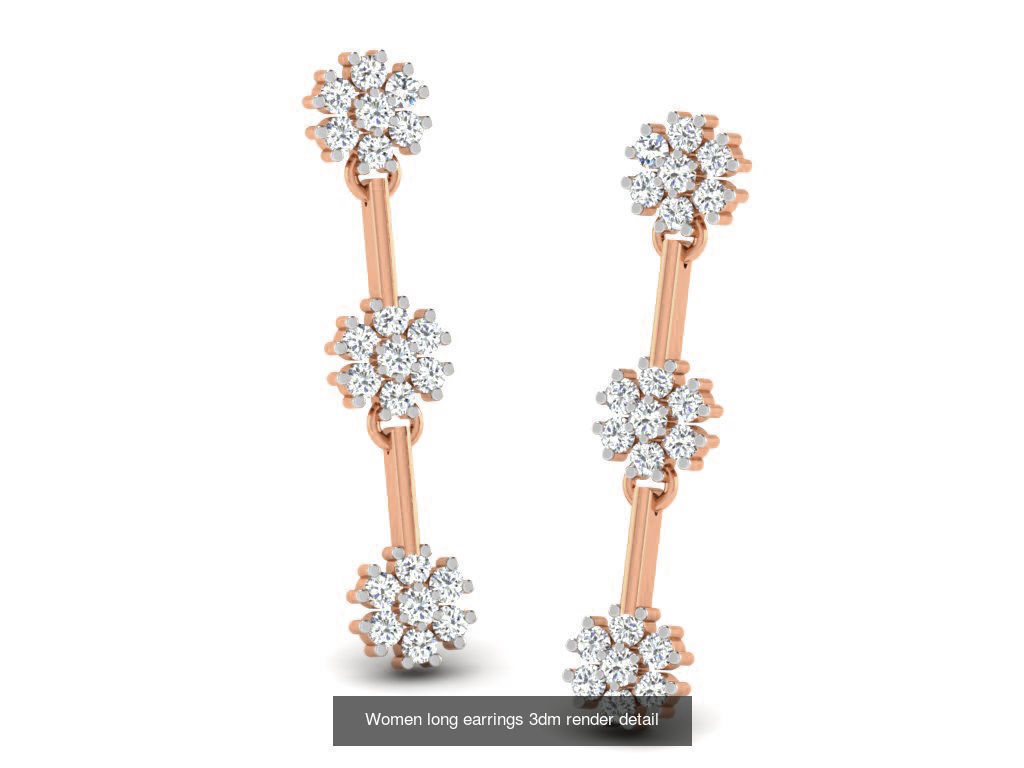 162 Women drop earrings 3dm render detail  3D Model Collection_168