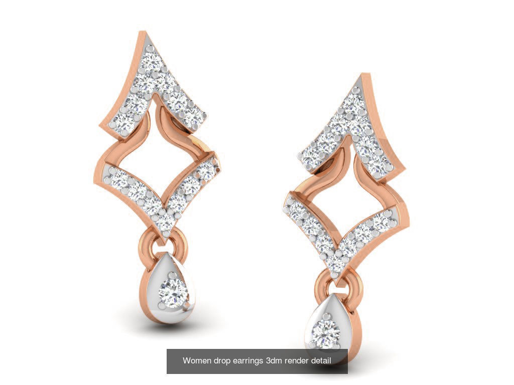 162 Women drop earrings 3dm render detail  3D Model Collection_154