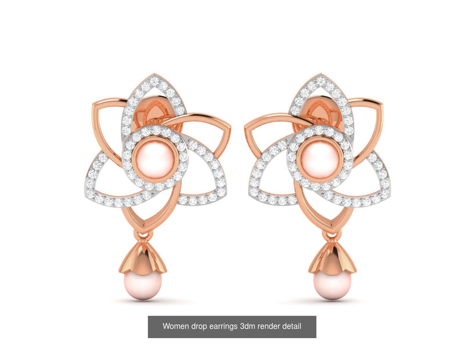 162 Women drop earrings 3dm render detail  3D Model Collection_157