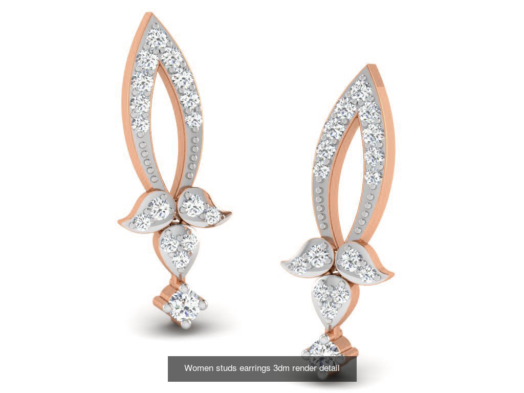 162 Women drop earrings 3dm render detail  3D Model Collection_147