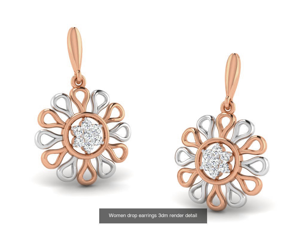 162 Women drop earrings 3dm render detail  3D Model Collection_124