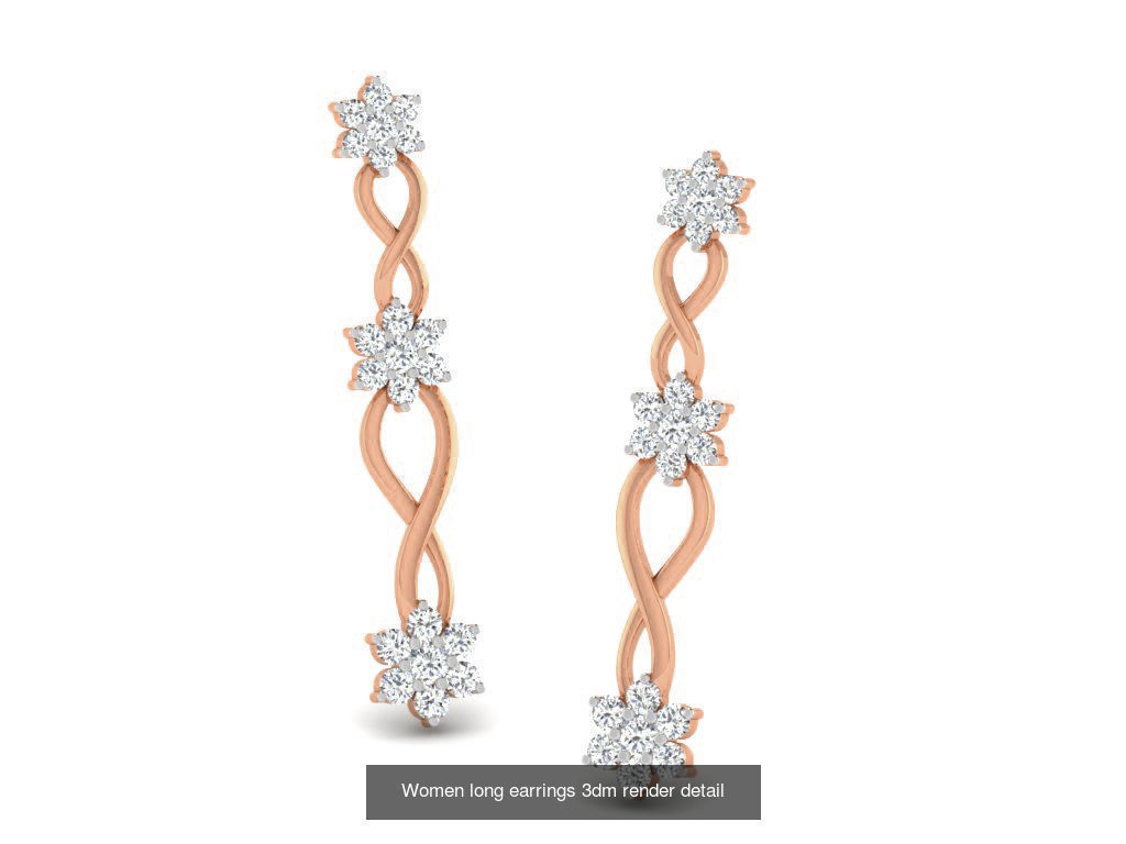 162 Women drop earrings 3dm render detail  3D Model Collection_167