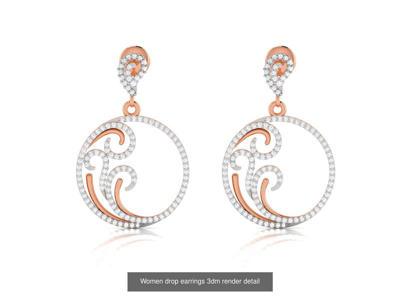 162 Women drop earrings 3dm render detail  3D Model Collection_163