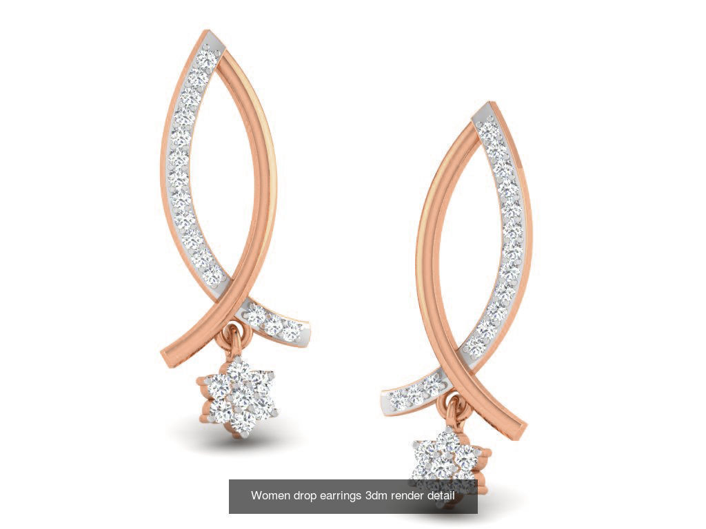 162 Women drop earrings 3dm render detail  3D Model Collection_113