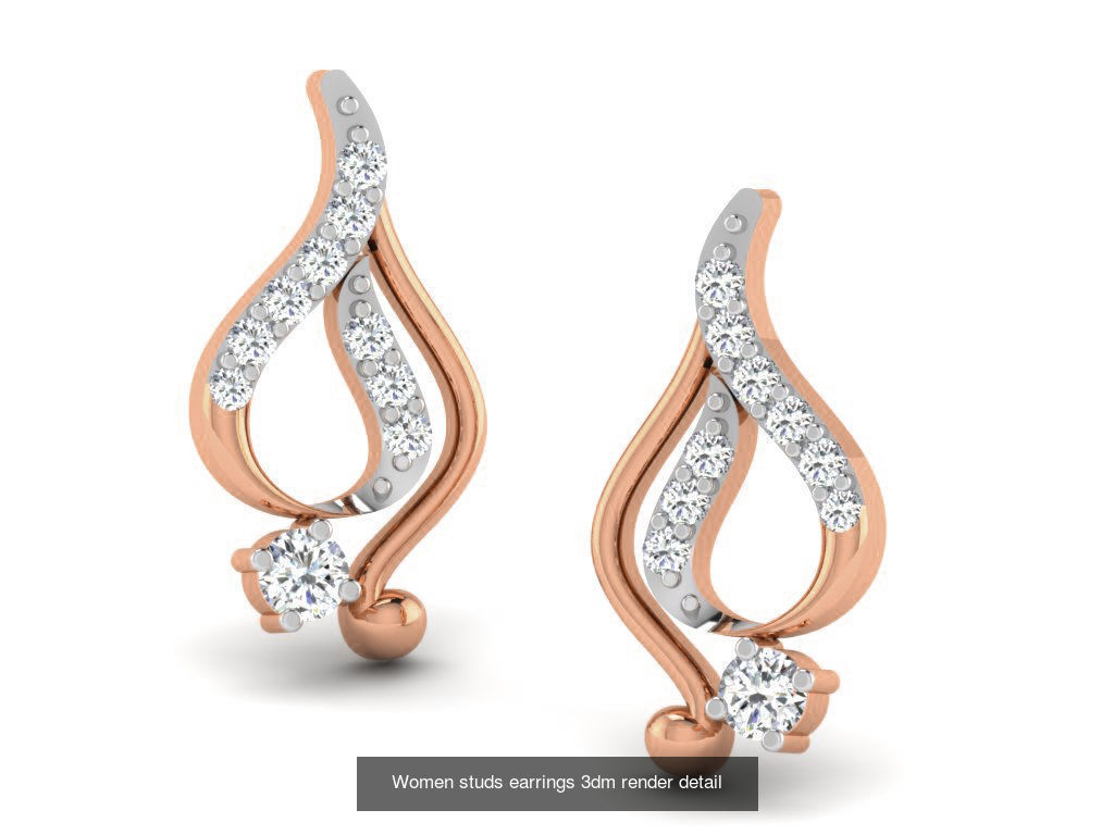 162 Women drop earrings 3dm render detail  3D Model Collection_135