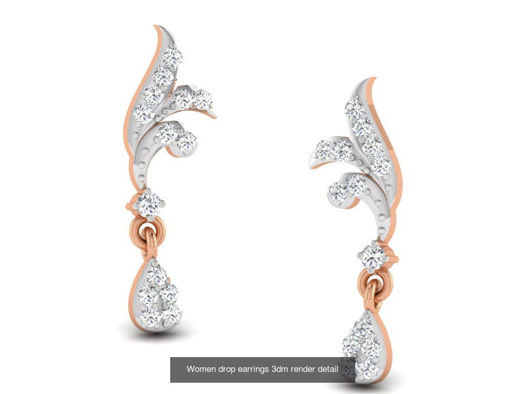 162 Women drop earrings 3dm render detail  3D Model Collection_88
