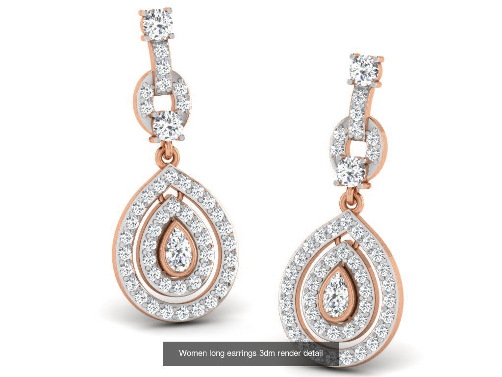 162 Women drop earrings 3dm render detail  3D Model Collection_152