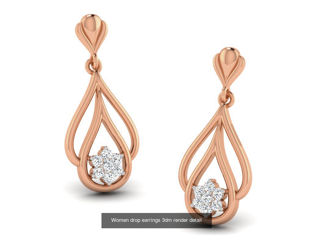 162 Women drop earrings 3dm render detail  3D Model Collection_108