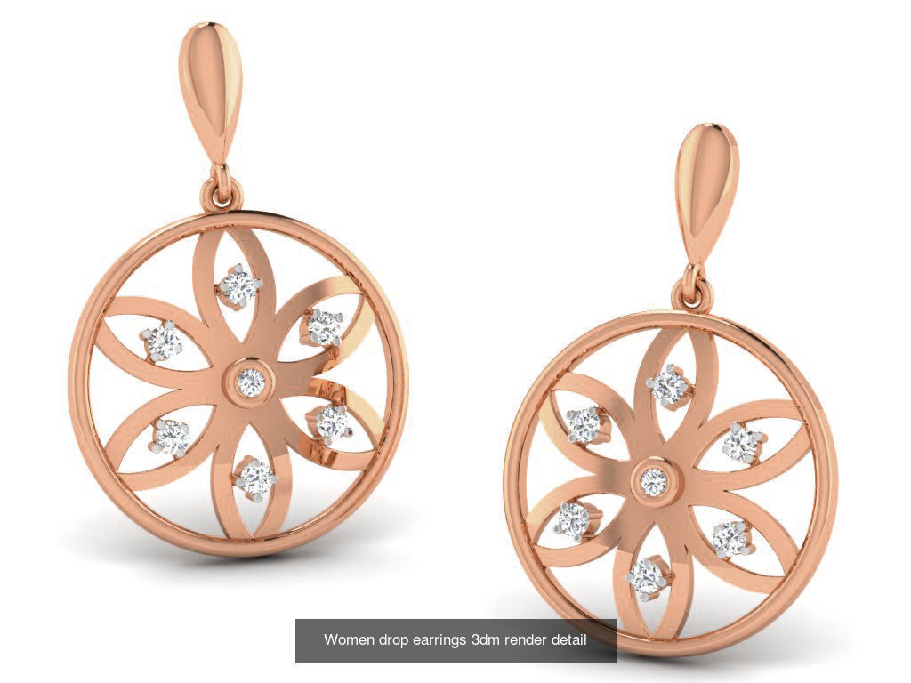 162 Women drop earrings 3dm render detail  3D Model Collection_105