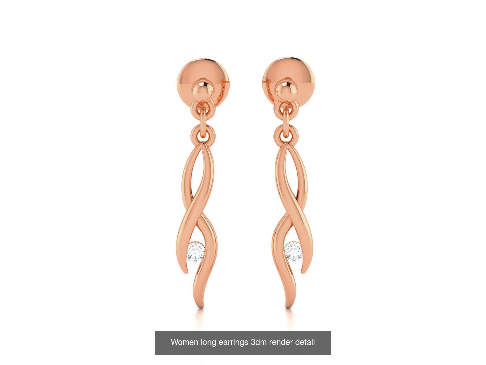 162 Women drop earrings 3dm render detail  3D Model Collection_180