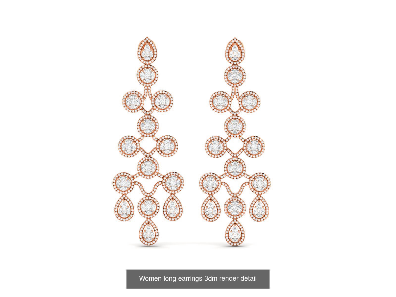162 Women drop earrings 3dm render detail  3D Model Collection_26