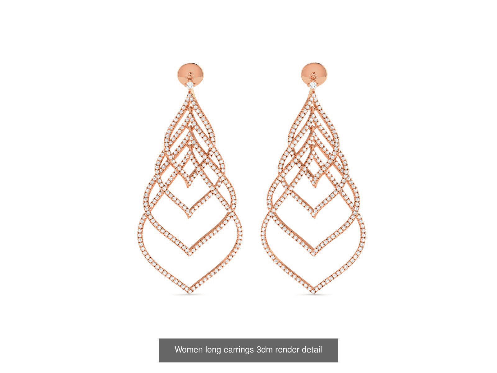 162 Women drop earrings 3dm render detail  3D Model Collection_33