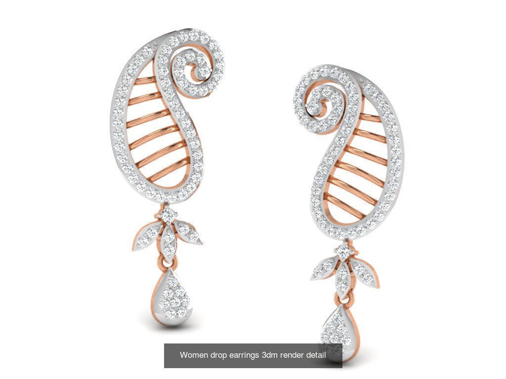 162 Women drop earrings 3dm render detail  3D Model Collection_140