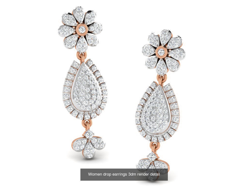 162 Women drop earrings 3dm render detail  3D Model Collection_91