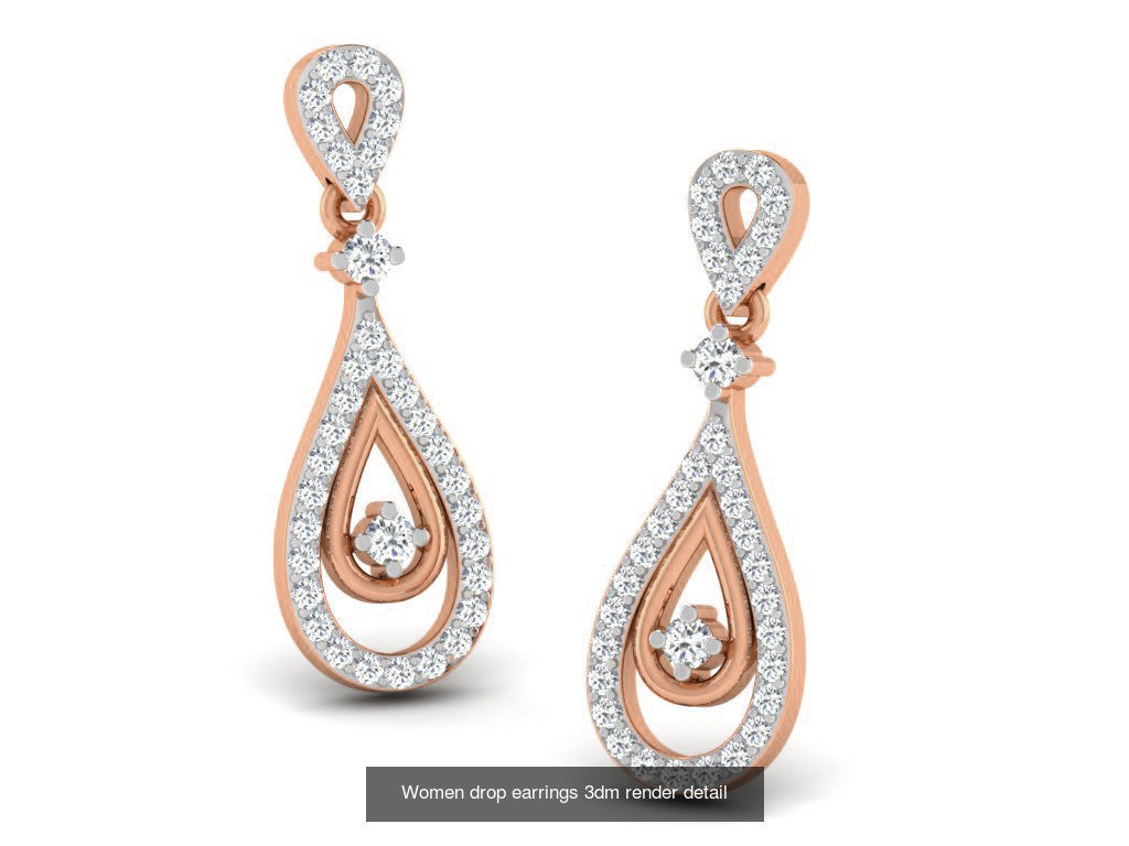 162 Women drop earrings 3dm render detail  3D Model Collection_136