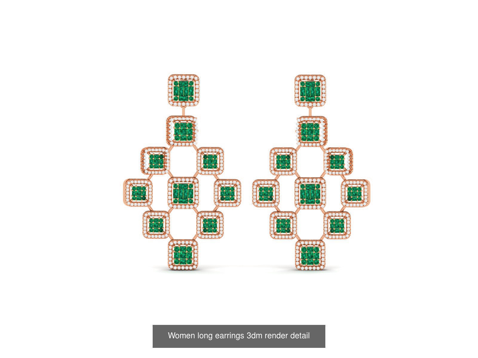 162 Women drop earrings 3dm render detail  3D Model Collection_35