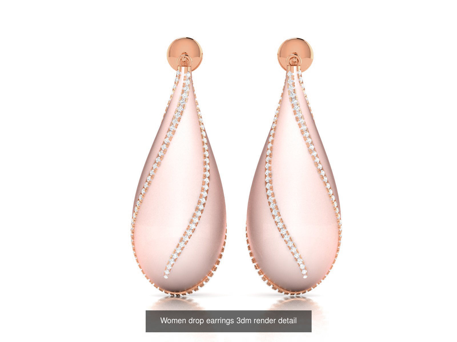 162 Women drop earrings 3dm render detail  3D Model Collection_34