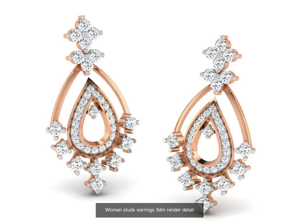 162 Women drop earrings 3dm render detail  3D Model Collection_73