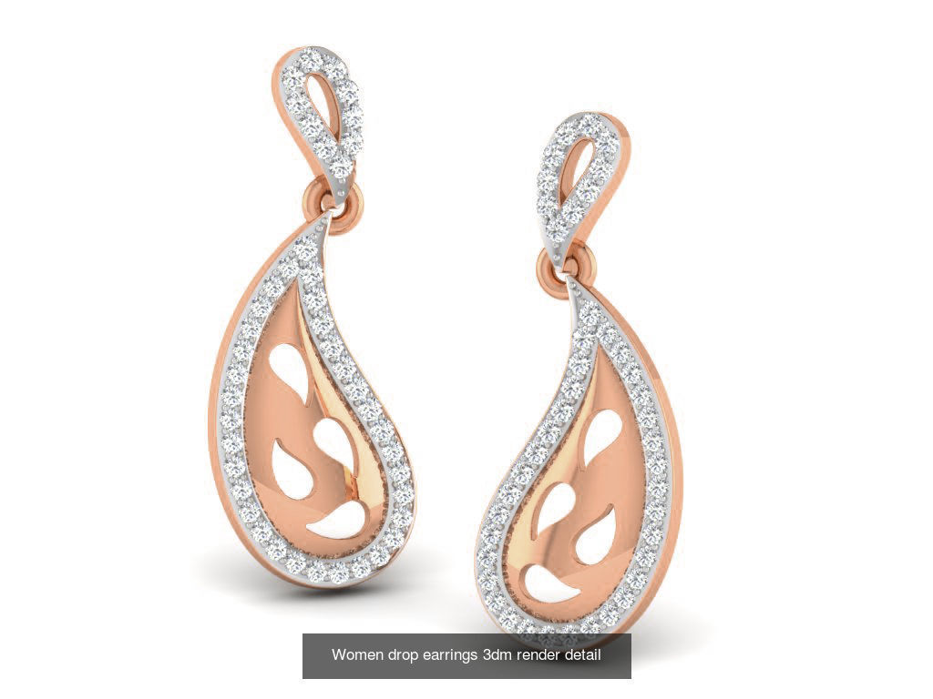 162 Women drop earrings 3dm render detail  3D Model Collection_155