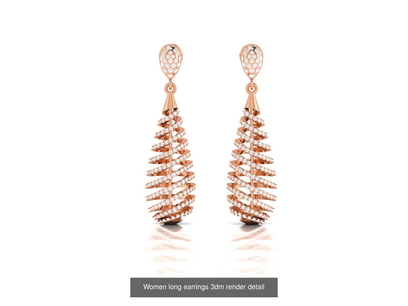162 Women drop earrings 3dm render detail  3D Model Collection_54
