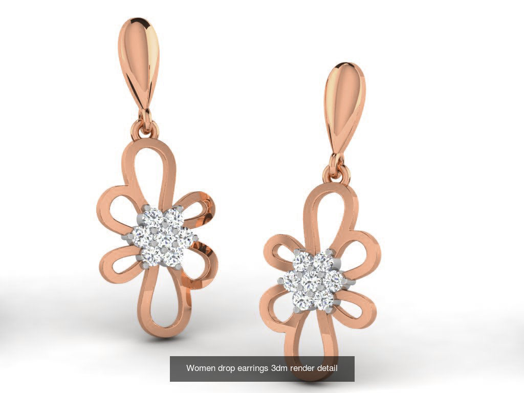 162 Women drop earrings 3dm render detail  3D Model Collection_118