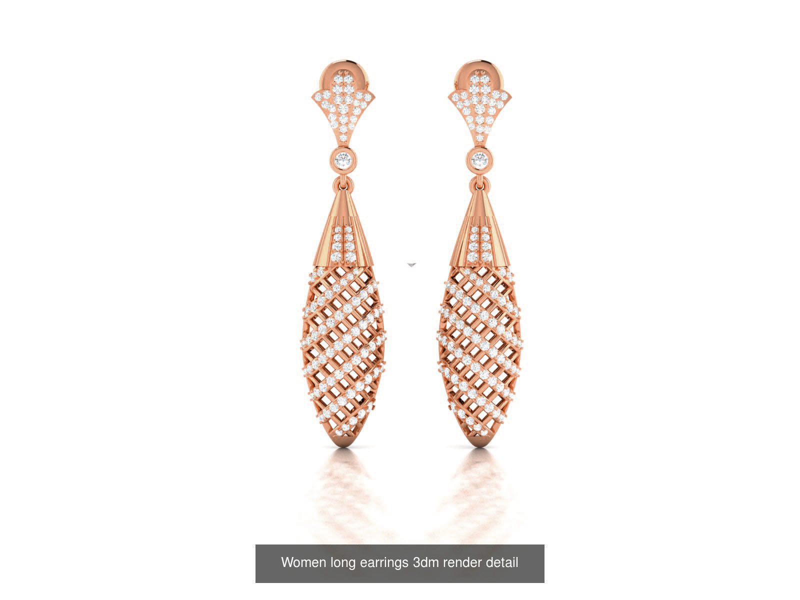162 Women drop earrings 3dm render detail  3D Model Collection_52