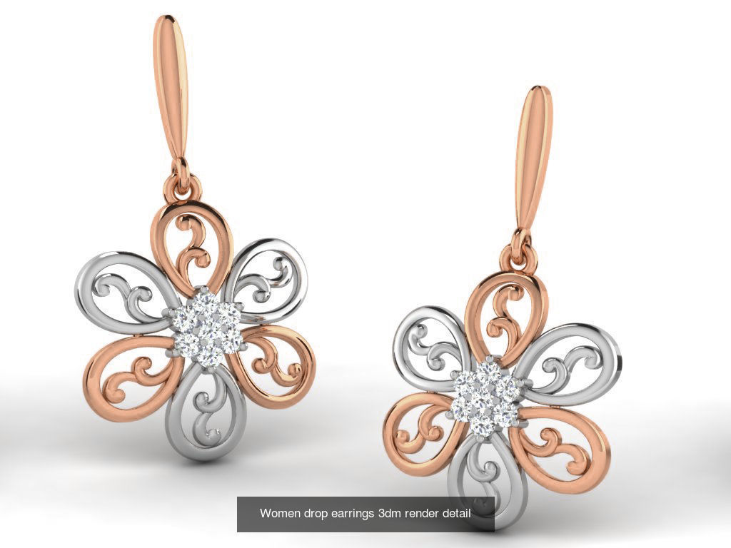 162 Women drop earrings 3dm render detail  3D Model Collection_117