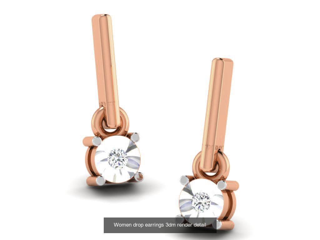 162 Women drop earrings 3dm render detail  3D Model Collection_174