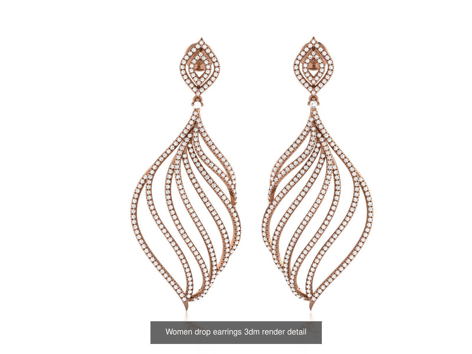 162 Women drop earrings 3dm render detail  3D Model Collection_39