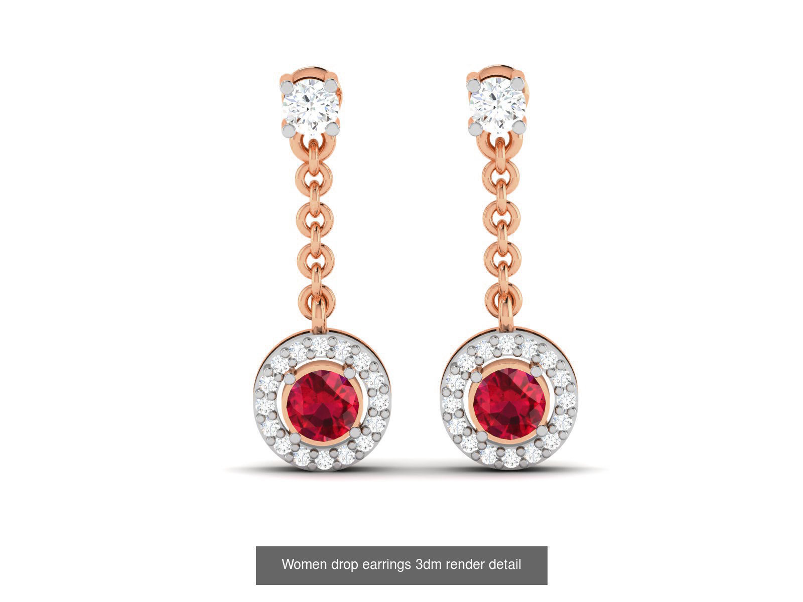 162 Women drop earrings 3dm render detail  3D Model Collection_166