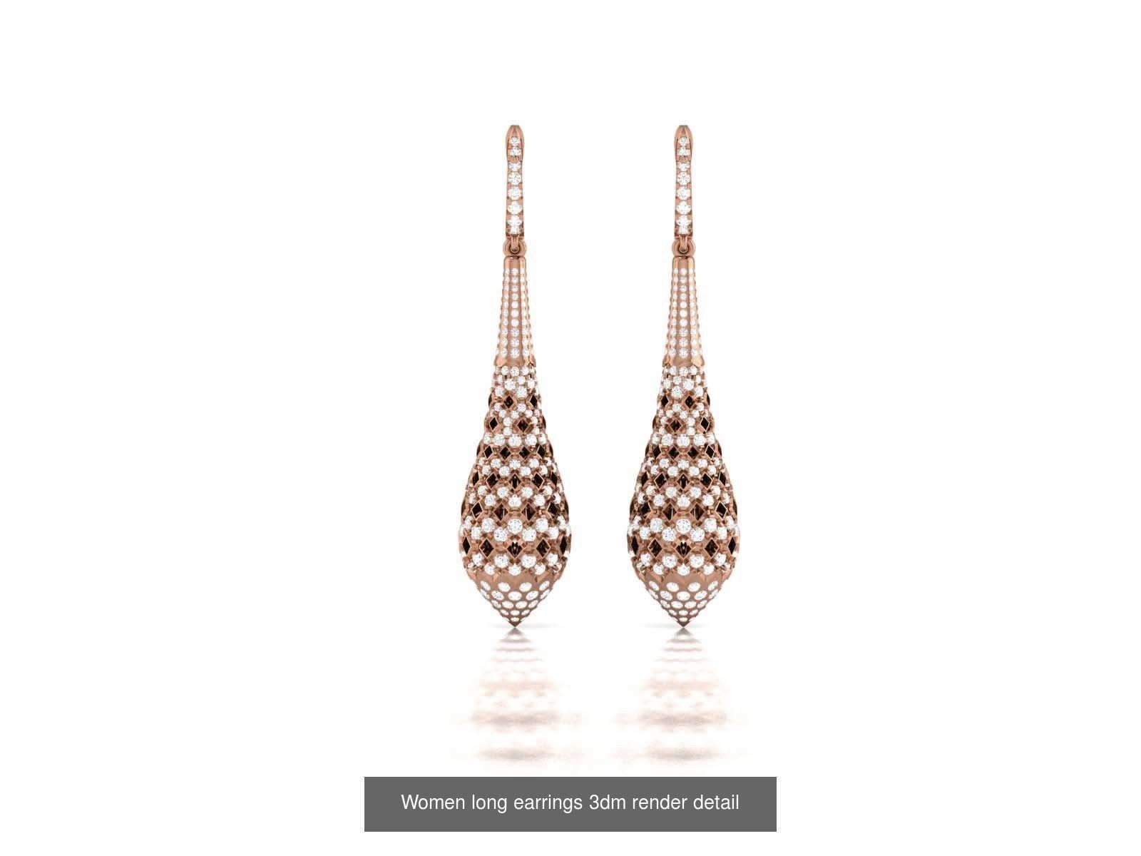 162 Women drop earrings 3dm render detail  3D Model Collection_51