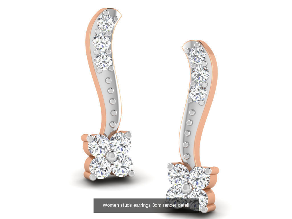 162 Women drop earrings 3dm render detail  3D Model Collection_87