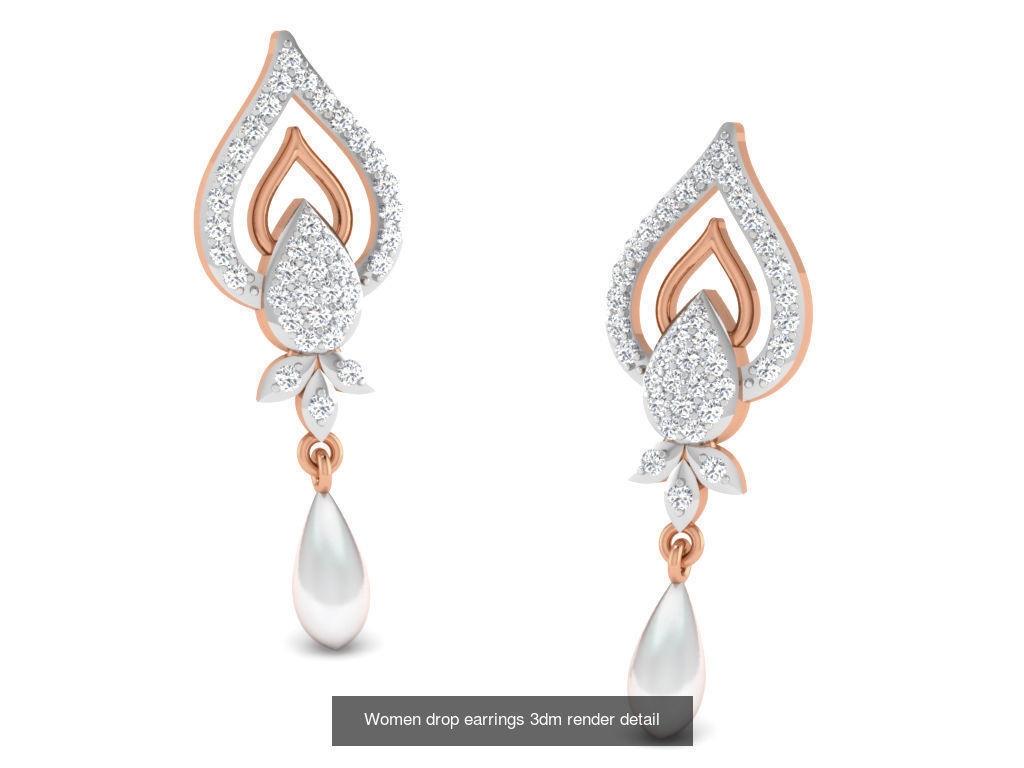 162 Women drop earrings 3dm render detail  3D Model Collection_114