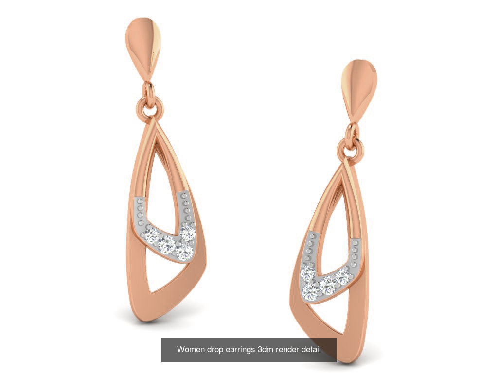 162 Women drop earrings 3dm render detail  3D Model Collection_129