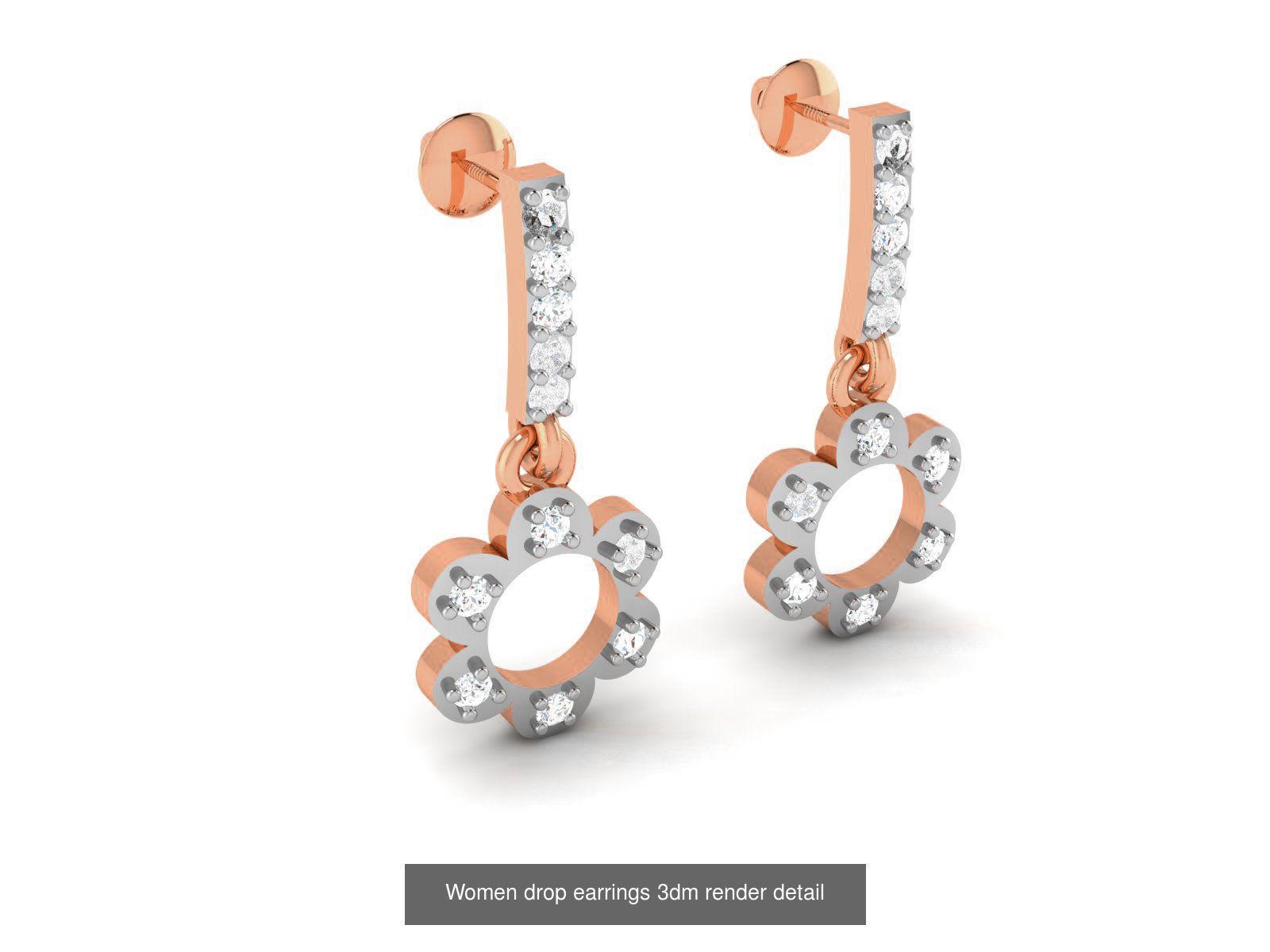 162 Women drop earrings 3dm render detail  3D Model Collection_81