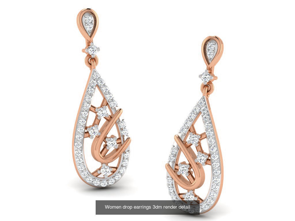 162 Women drop earrings 3dm render detail  3D Model Collection_76