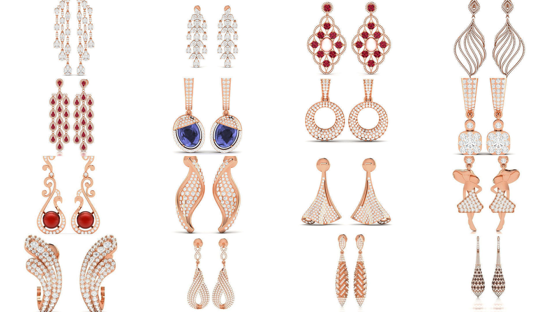 162 Women drop earrings 3dm render detail  3D Model Collection_1