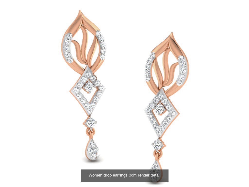 162 Women drop earrings 3dm render detail  3D Model Collection_93