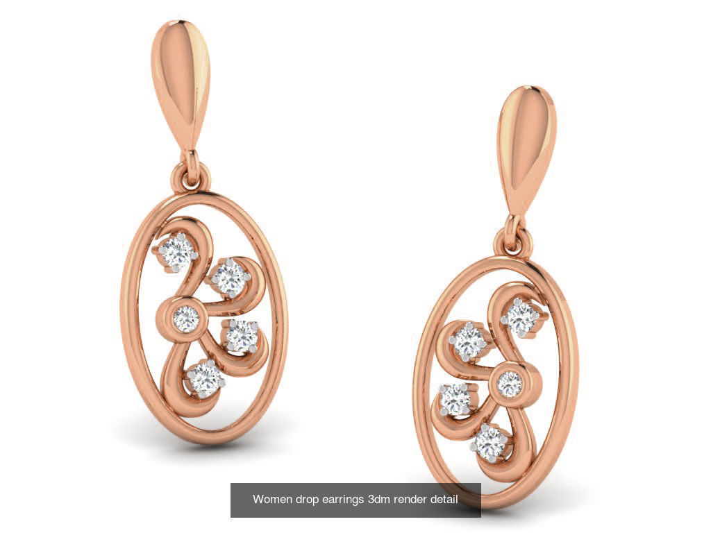 162 Women drop earrings 3dm render detail  3D Model Collection_109