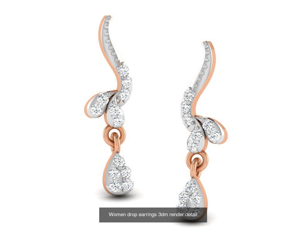 162 Women drop earrings 3dm render detail  3D Model Collection_86