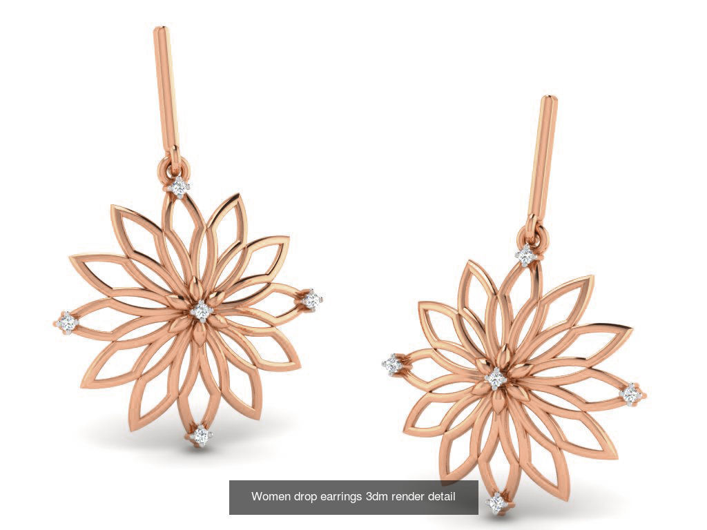 162 Women drop earrings 3dm render detail  3D Model Collection_72